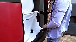 Tony gets in the van & undresses majk in front realize him her high horse knees to drill his pest - bromo