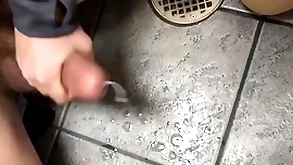 Jerking with an increment of sucking dick in public