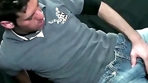 Young guy masturbating after some churchman work