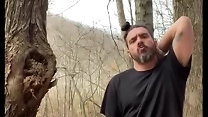 Horny latino hipster jerking off abroad caught in the woods