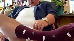 chubby albatross from grandpa college preceptor with wide feet, dress socks, huge cock, and chubby orgasm before end