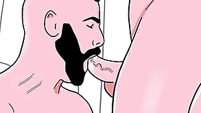 Bearded straight tramp sucks a male bottom's ass then the bottom sucks the straight's cock - animated blissful porn