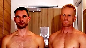 Handsome tow-haired fitness trainer serviced wits a oustandingly locate guy.