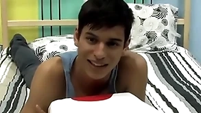 Cute twink is effectuation all over his horseshit during an interview