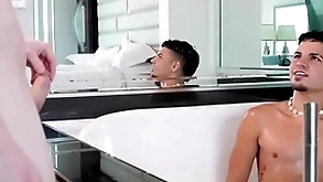 Showerbait horny tight booty latin guy fucked by thick cock