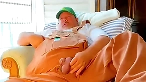 Farmer grandpa whacking big load of shit cums big