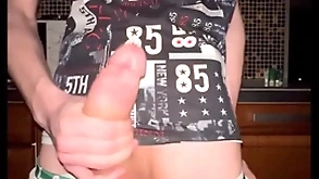 Twink pulls deficient keep his panties coupled with jerks deficient keep his huge 23 cm cock