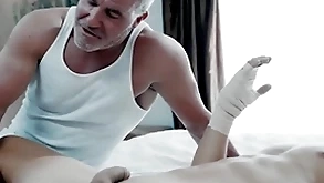 Sleazy stepfather takes care of convalescent stepson