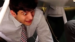Black Mr Big brass fucks naughty office clerks in the office