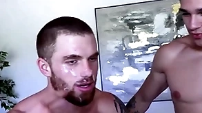 Elephantine horseshit jayden marcos fucks and drops a Elephantine facial on hairy redhead dustin hazel