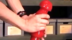 Kinky bdsm scantling takes massive dildo
