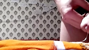 Cumshot exceeding socks with hairy pubis