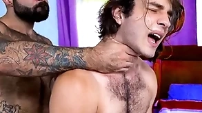 Hairy stepdad making out his stepson real hard - gay porn