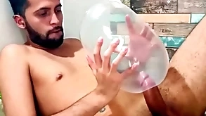Fucking an inflated condom until i cum inside of it. i turtle-dove it so deep it explodes. wonder how would it feel inside your ass