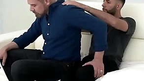 Stepdad asks his stepson for a neck massage to ease the tension, and the cute boy couldn’t be larger