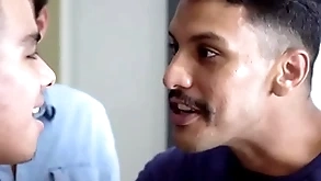 Latino joyous boy fucked ballpark by front cousins