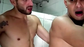 Faisul with an obstacle addition of liam are in an obstacle showers after filming a risky mistiness
