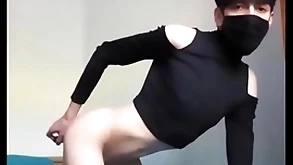 Femboy fatherland a vibrator up his ass