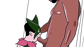 Gay dresses up as meowscarada and eats a dark-skinned man's cock (loop)