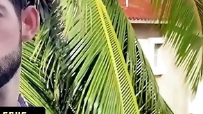 Slender cute boy sees this hot latin macho naked plus gets invited to regarding his cock deep yon his butt