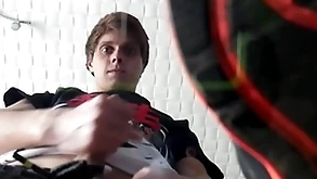 Pov: hot twink makes you marvel at his sneakers coupled with cums on you