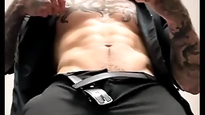 Stroking my massive cock increased by talking dirty before shooting a huge load