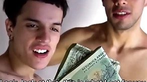 Latino twink and jock boyfriends win paid to have threesome close by filmmaker pov