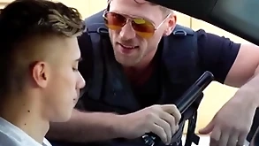 Gay policeman caught him paroxysmal off in public & fucked him