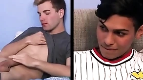 Two interracial twink step brothers caught by step dad who joins in for threesome