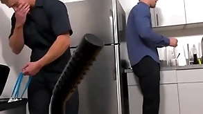 Janitor barebacked by boss in a catch office