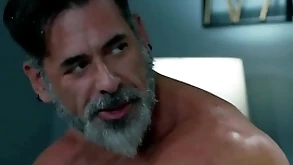 Young gay boy massages then has copulation with older step daddy