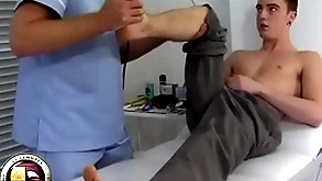 Teen boy has his first prostate catechism from a doctor